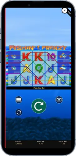 Fishin Frenzy Startbildschirm im mobilen Browser